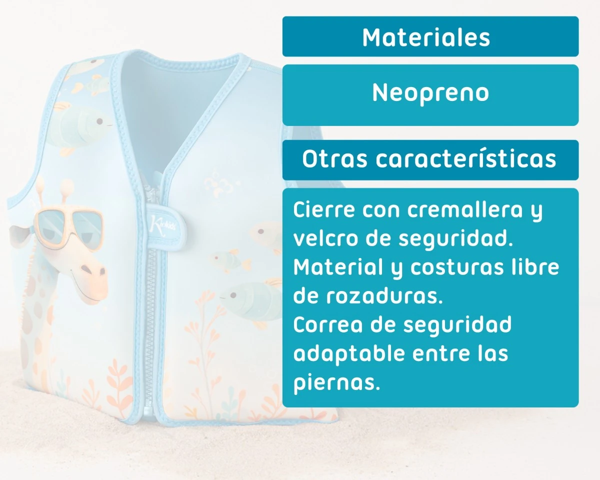 Chaleco Neopreno Flotación  Bebes y Niños de 12-24 meses Azul Kiokids